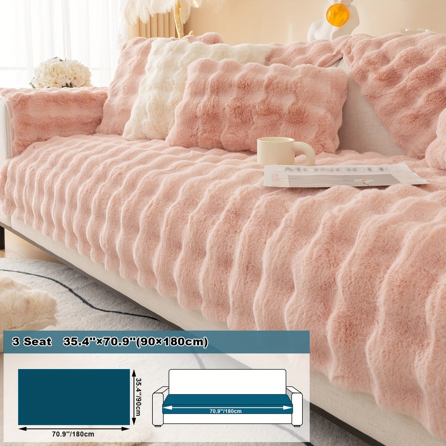 Thick Plush Fuzzy 1pc Rabbit Sofa Cushion