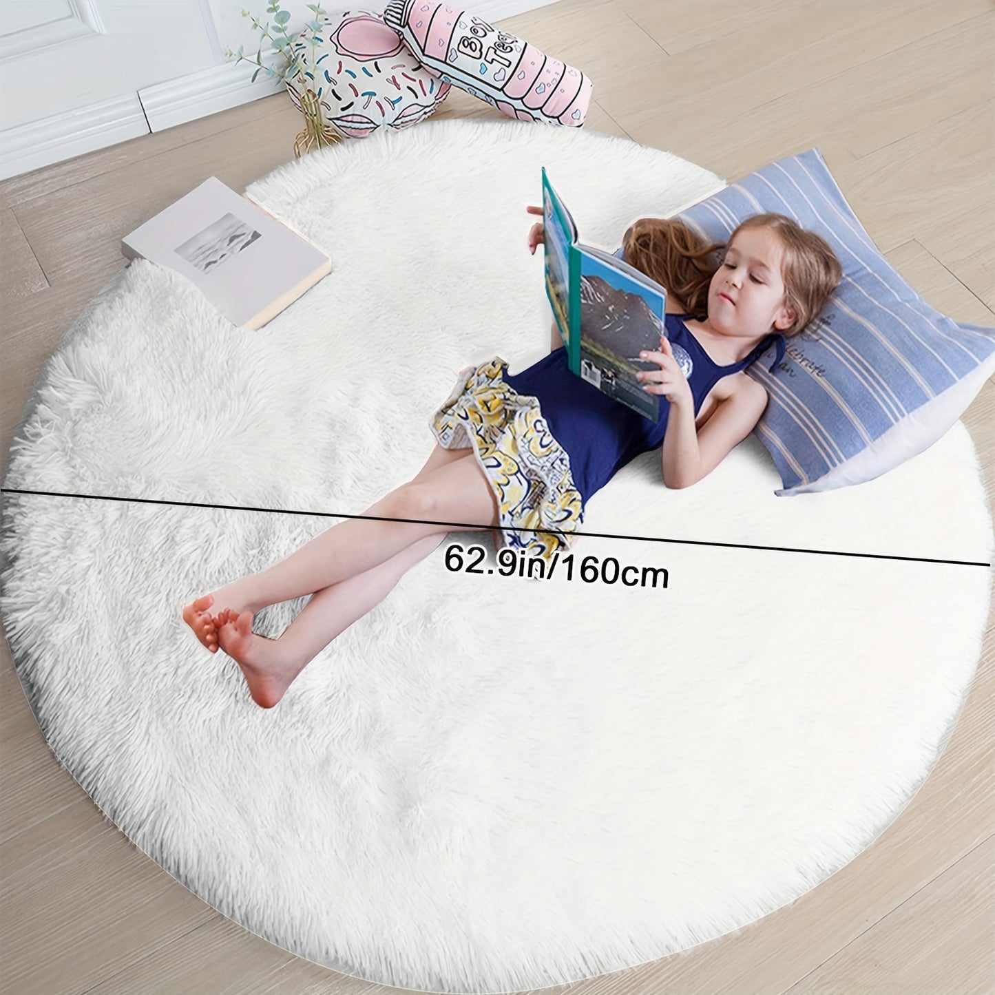 1pc, Soft and Fluffy Round Rug for Bedroom