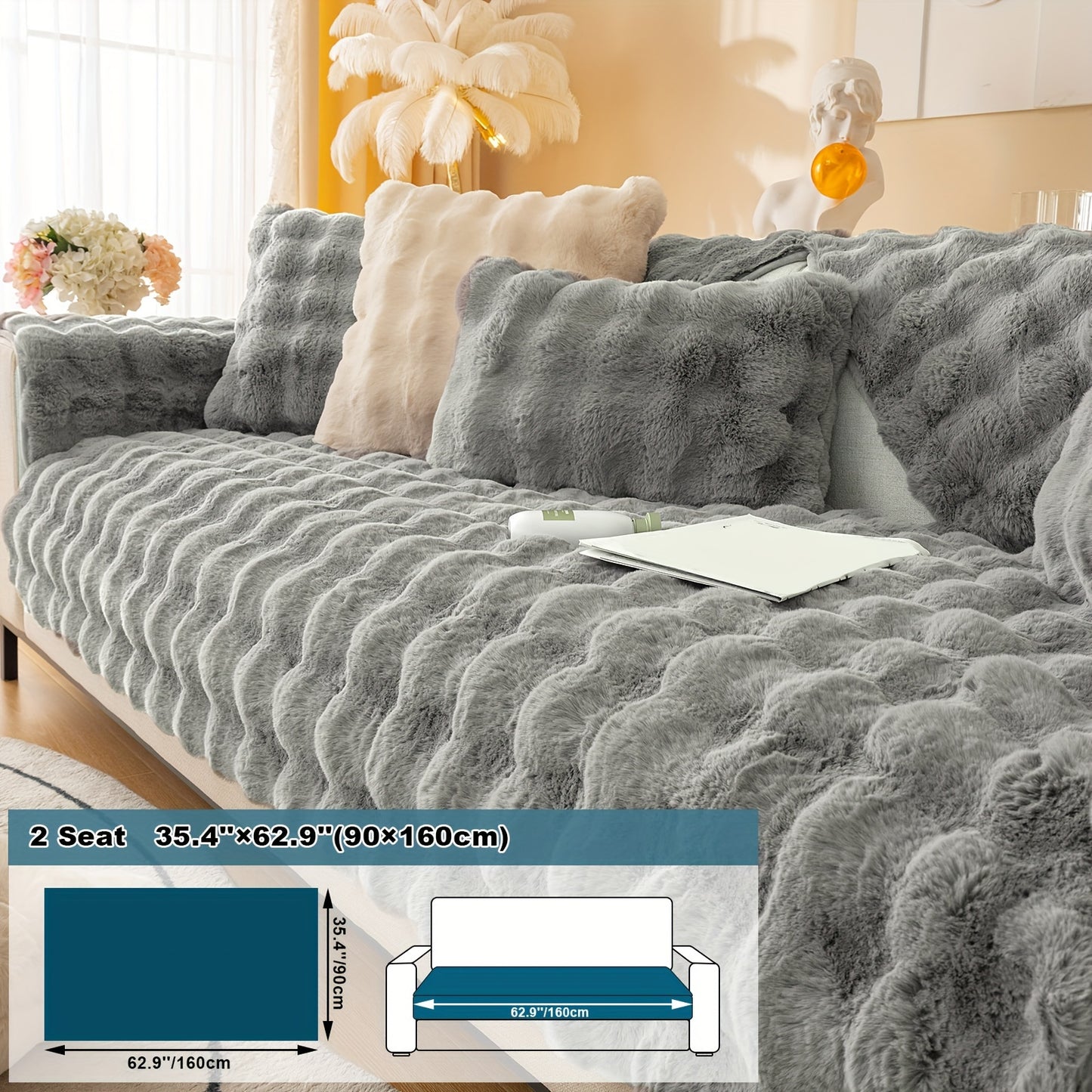 Thick Plush Fuzzy 1pc Rabbit Sofa Cushion