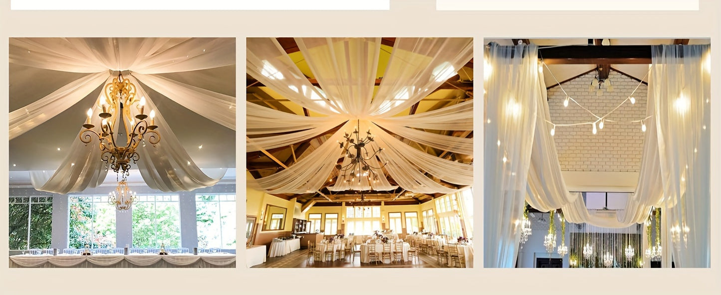 6 Pieces 5ftx10ft Ivory Ceiling Drapes