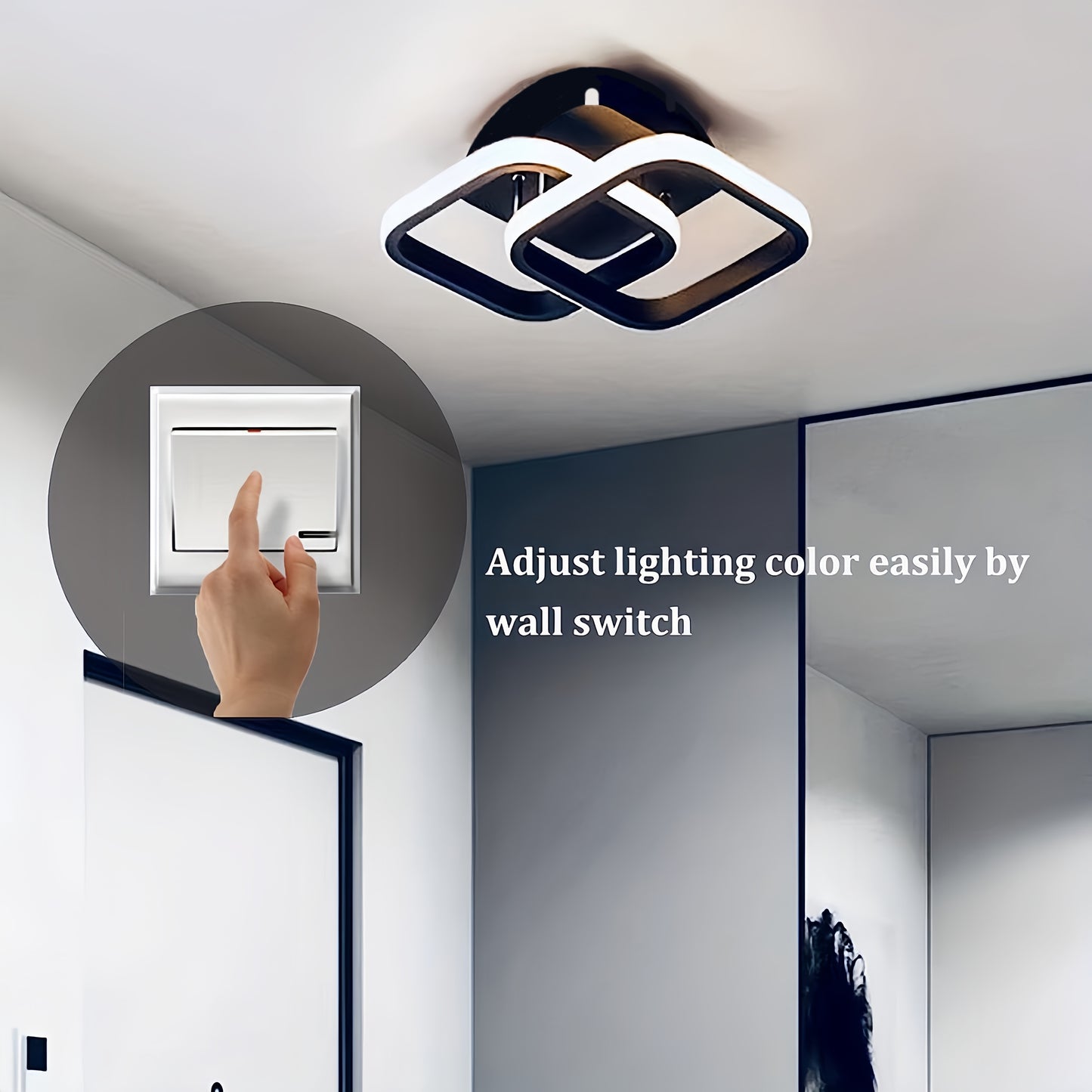 Modern LED Ceiling Light Fixture, Metal Flush Mount Chandelier