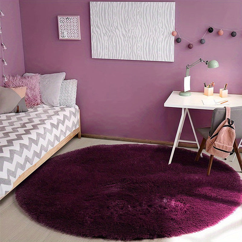 1pc, Soft and Fluffy Round Rug for Bedroom