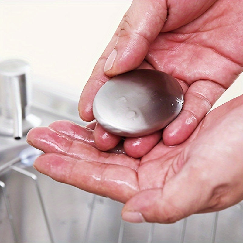 1pc Oval Stainless Steel Soap - Round Metal Deodorizing Soap, Odor Removing Large Soap