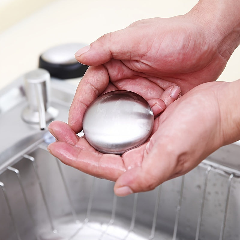 1pc Oval Stainless Steel Soap - Round Metal Deodorizing Soap, Odor Removing Large Soap
