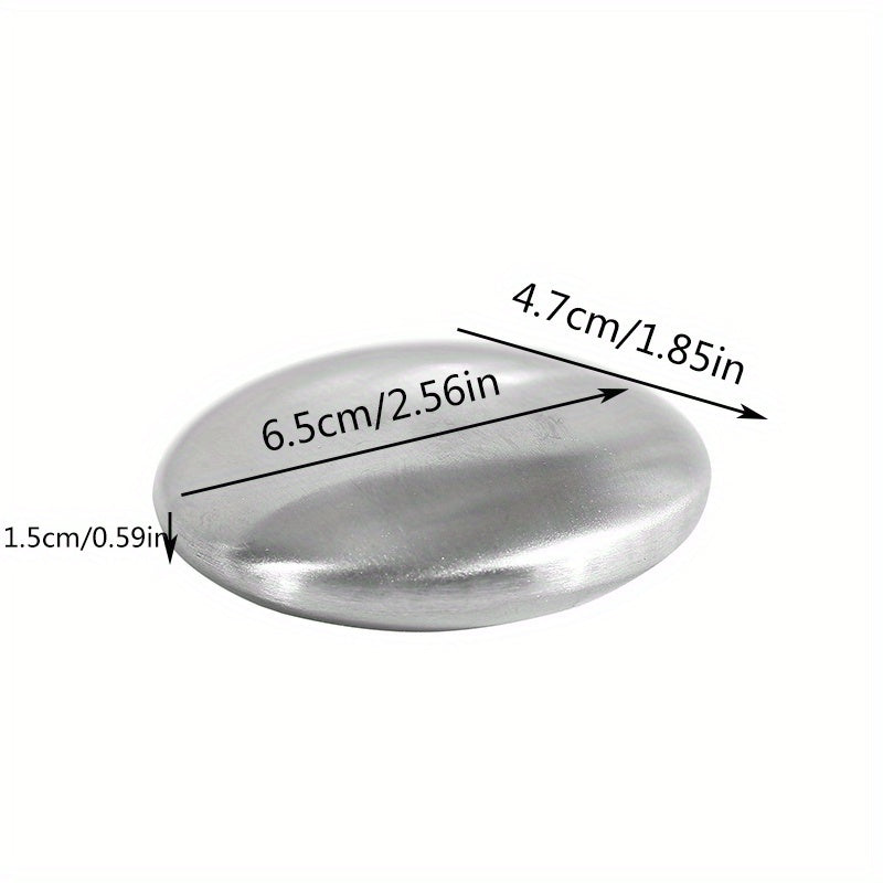 1pc Oval Stainless Steel Soap - Round Metal Deodorizing Soap, Odor Removing Large Soap