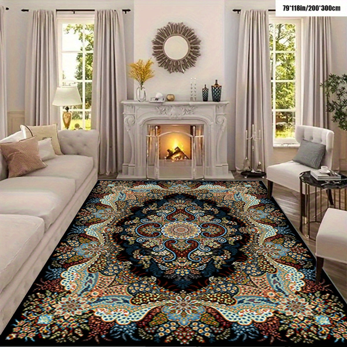 1pc European Persian Style Rug, Living Room Living Room Bedroom Lounge Rug, Outdoor Patio Rug, Hotel Hall Pool Indoor Hallway Entrance Rug, Bathroom Kitchen Non-slip Absorbent Floor Mat, Spring RV Camping Decorative Rug