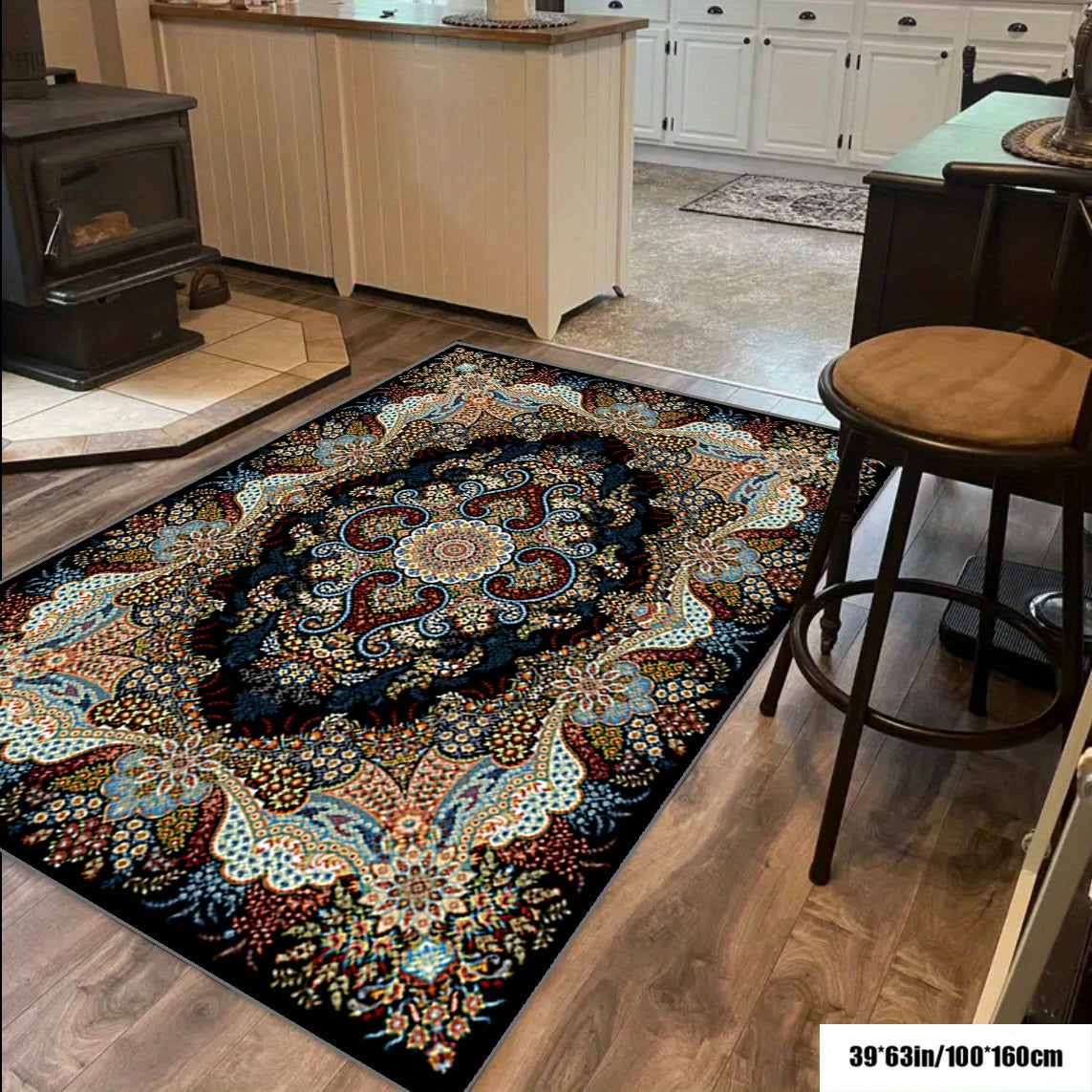 1pc European Persian Style Rug, Living Room Living Room Bedroom Lounge Rug, Outdoor Patio Rug, Hotel Hall Pool Indoor Hallway Entrance Rug, Bathroom Kitchen Non-slip Absorbent Floor Mat, Spring RV Camping Decorative Rug