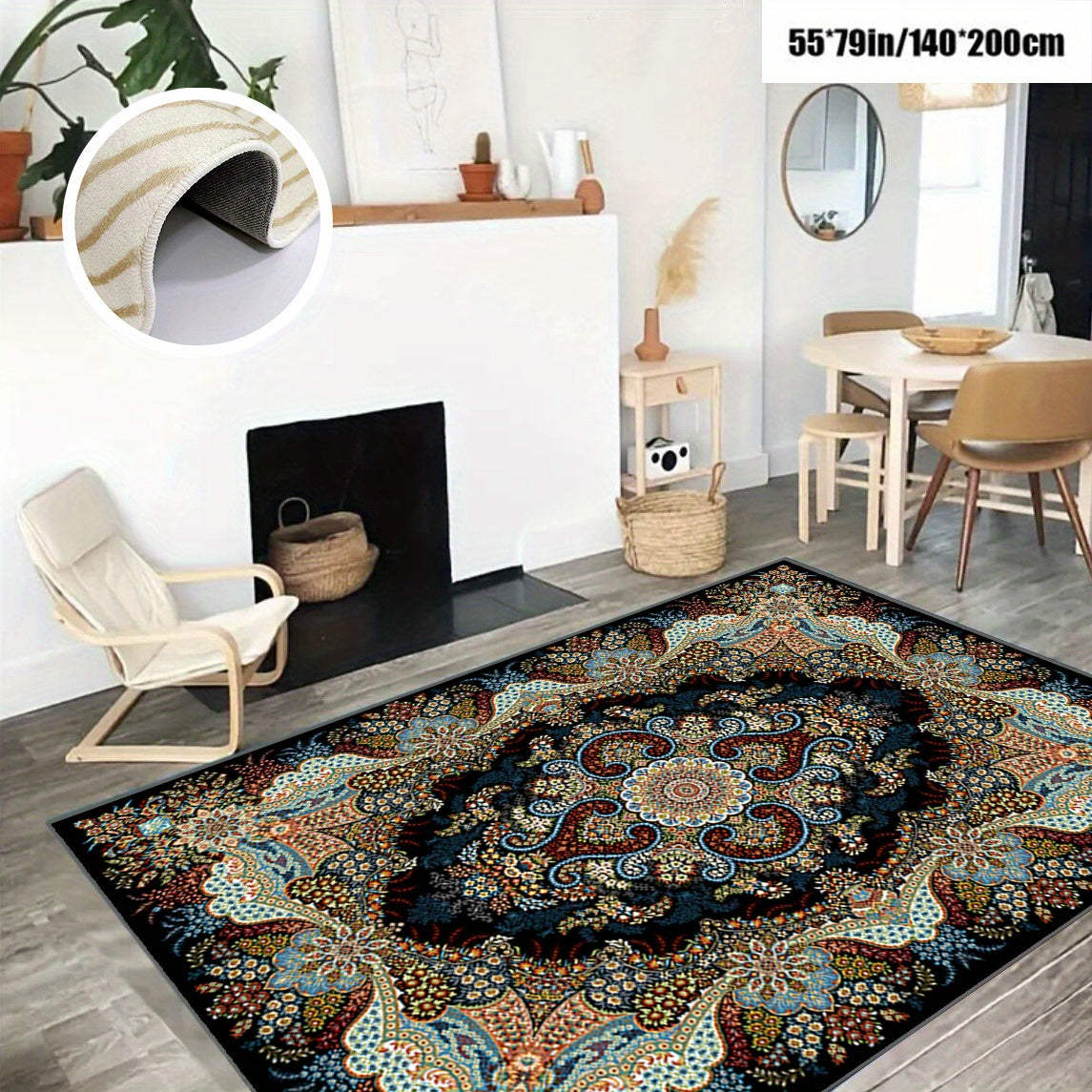 1pc European Persian Style Rug, Living Room Living Room Bedroom Lounge Rug, Outdoor Patio Rug, Hotel Hall Pool Indoor Hallway Entrance Rug, Bathroom Kitchen Non-slip Absorbent Floor Mat, Spring RV Camping Decorative Rug