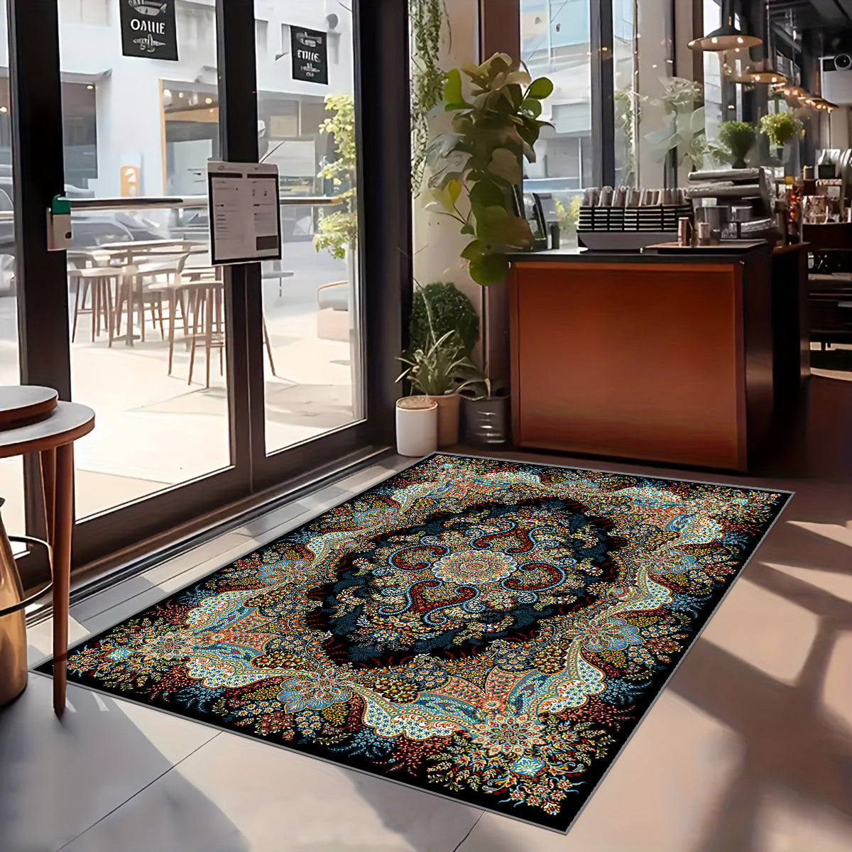1pc European Persian Style Rug, Living Room Living Room Bedroom Lounge Rug, Outdoor Patio Rug, Hotel Hall Pool Indoor Hallway Entrance Rug, Bathroom Kitchen Non-slip Absorbent Floor Mat, Spring RV Camping Decorative Rug