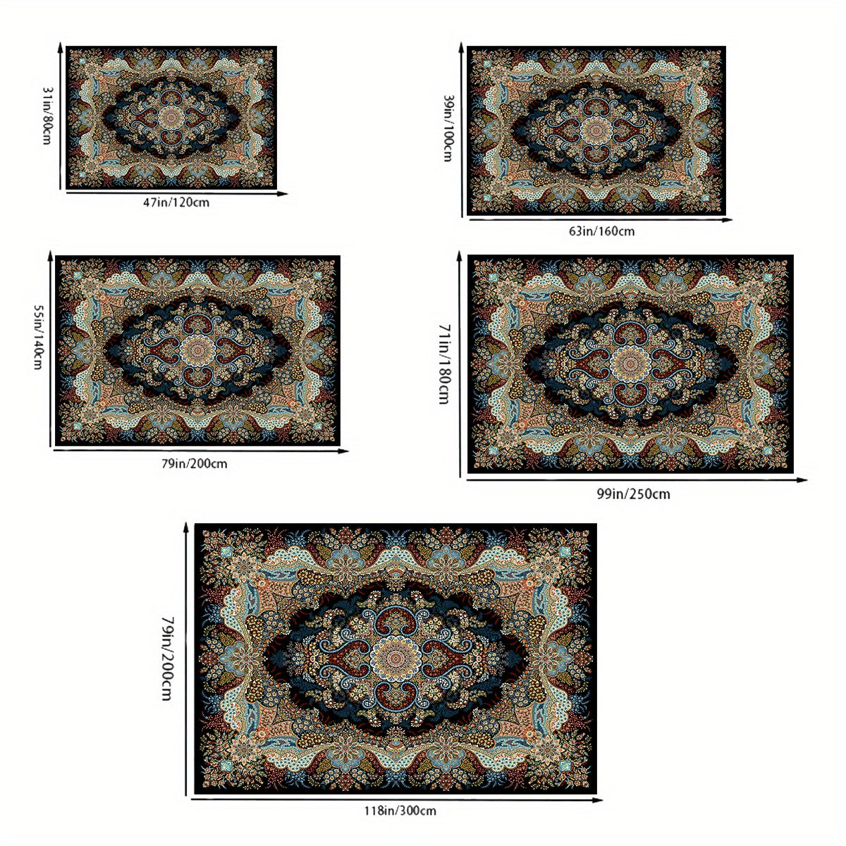 1pc European Persian Style Rug, Living Room Living Room Bedroom Lounge Rug, Outdoor Patio Rug, Hotel Hall Pool Indoor Hallway Entrance Rug, Bathroom Kitchen Non-slip Absorbent Floor Mat, Spring RV Camping Decorative Rug