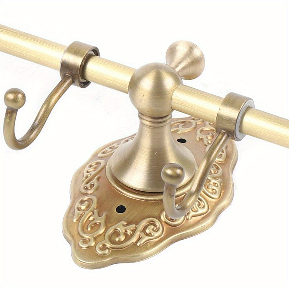 Rustic Charm Vintage Brass Towel Bar Rack