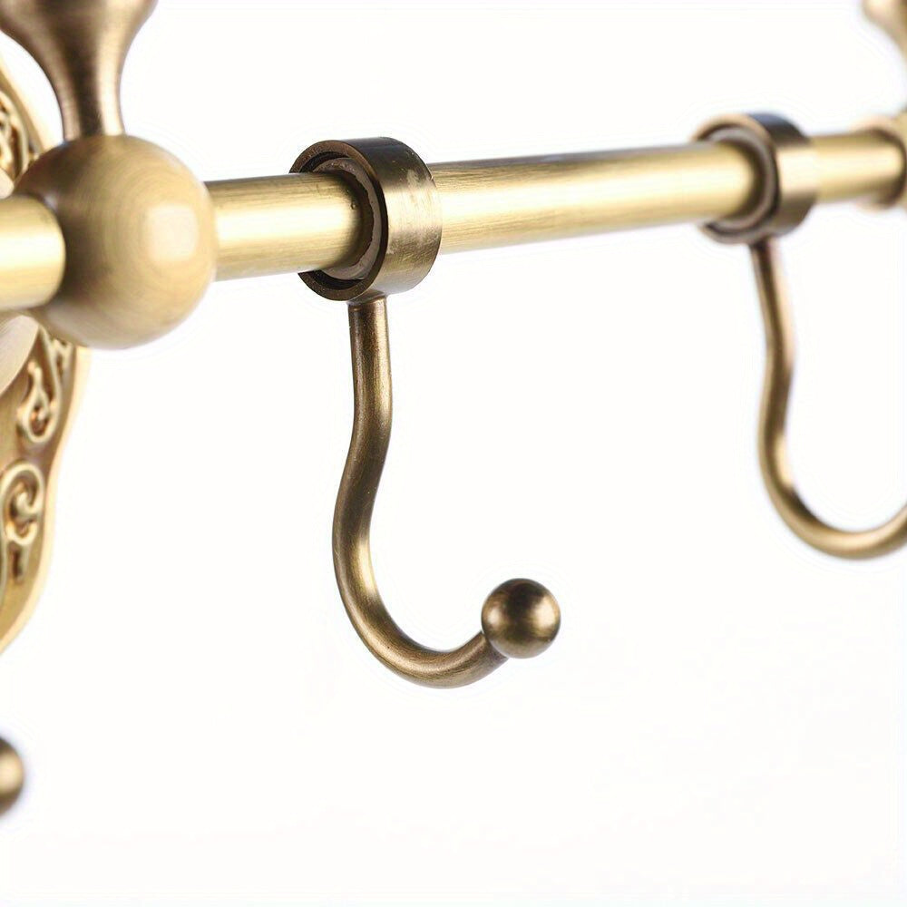 Rustic Charm Vintage Brass Towel Bar Rack