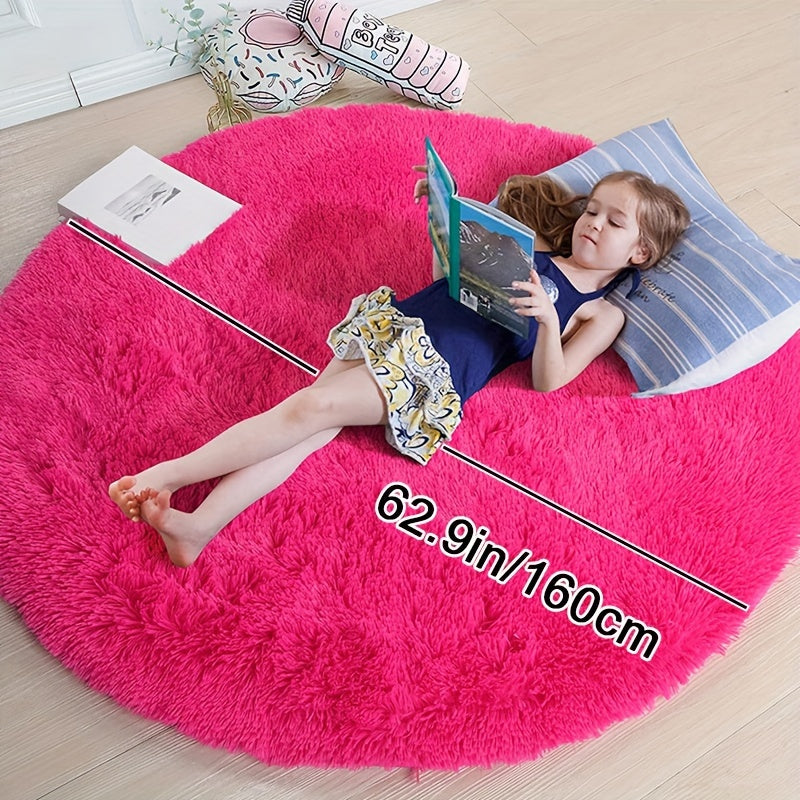 1pc, Soft and Fluffy Round Rug for Bedroom