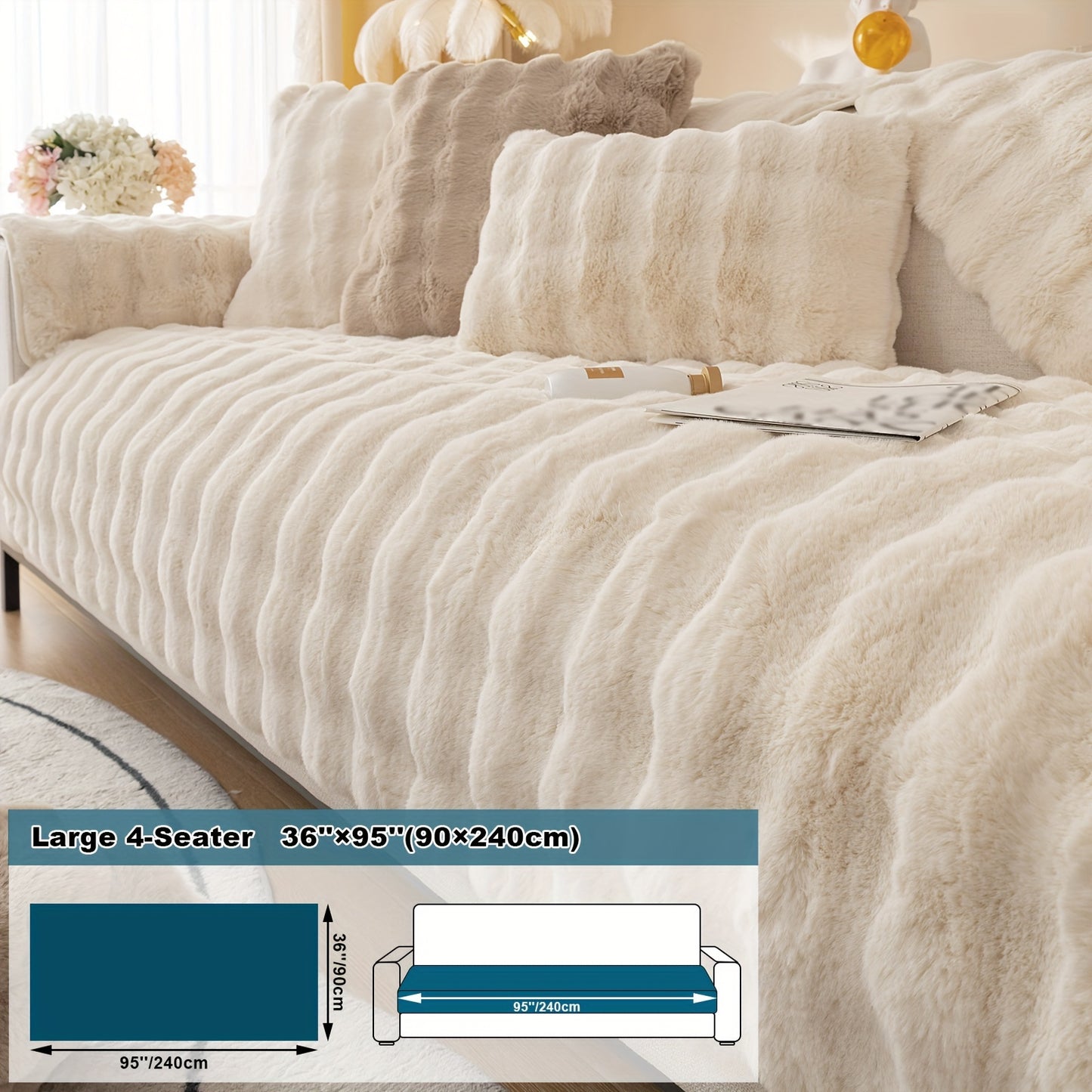 Thick Plush Fuzzy 1pc Rabbit Sofa Cushion