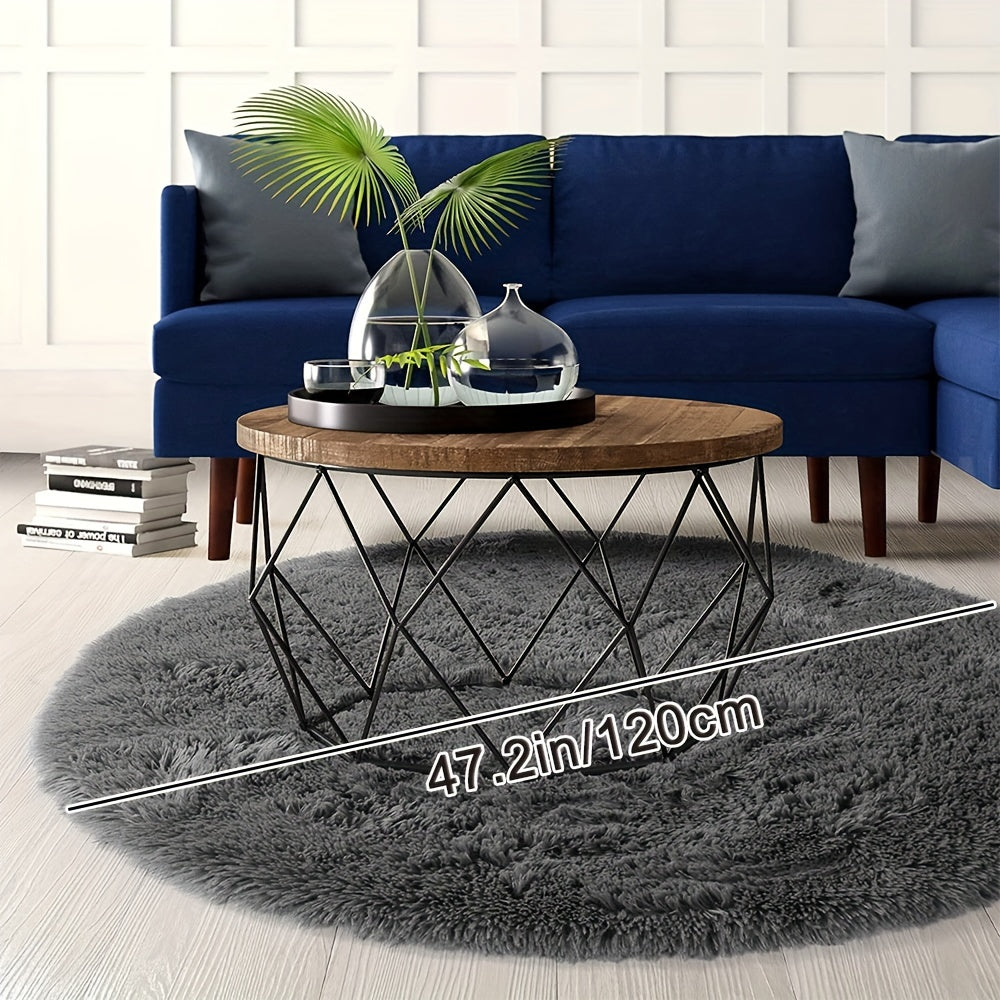 1pc, Soft and Fluffy Round Rug for Bedroom