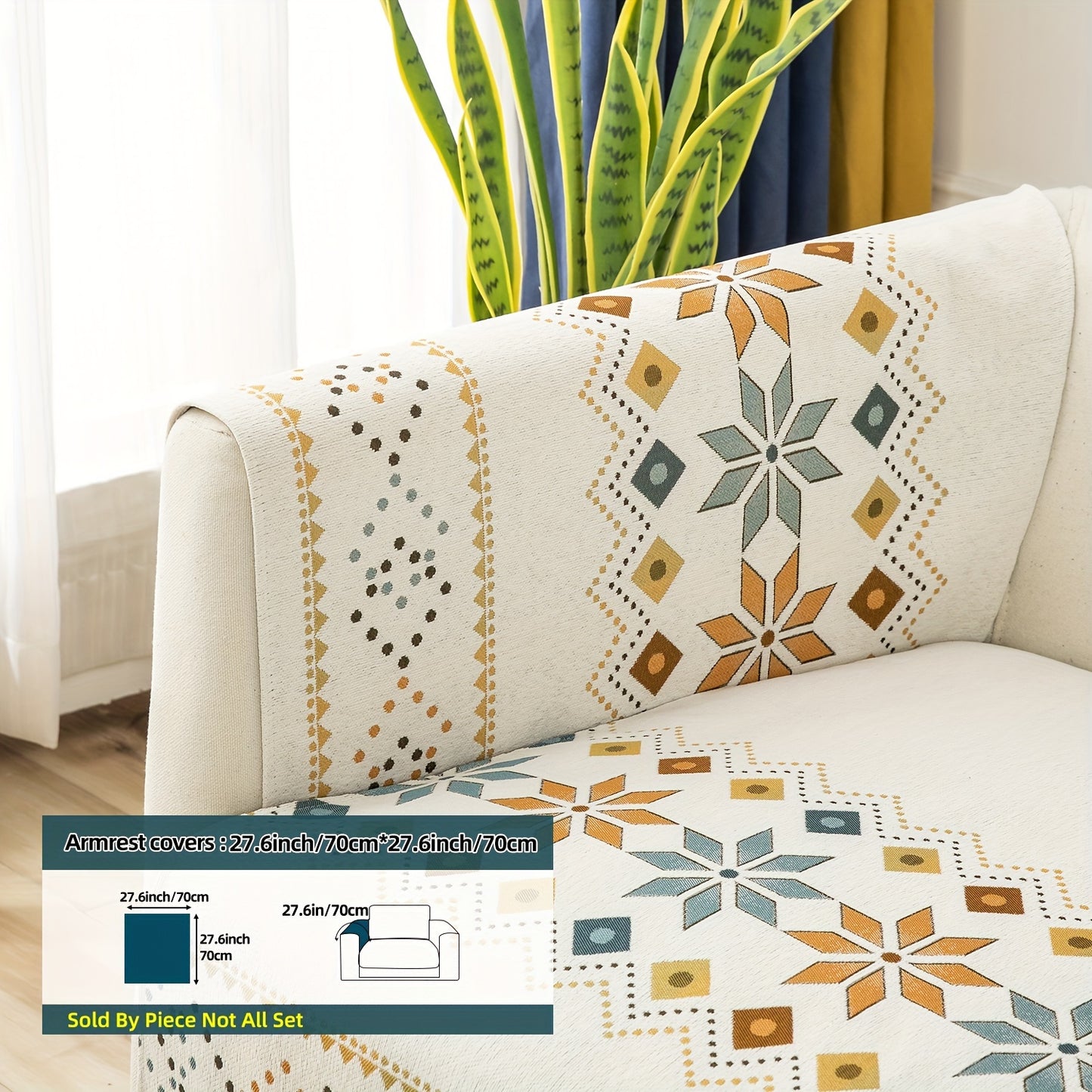 1PC Stylish Bohemian Chenille Sofa Slipcover - Universal All-Season Furniture Protector with Soft Brushed Microfiber, Stain-Resistant, Easy Slip-On Design, and Machine Washable for Bedroom, Office, Living Room, and Home Decor