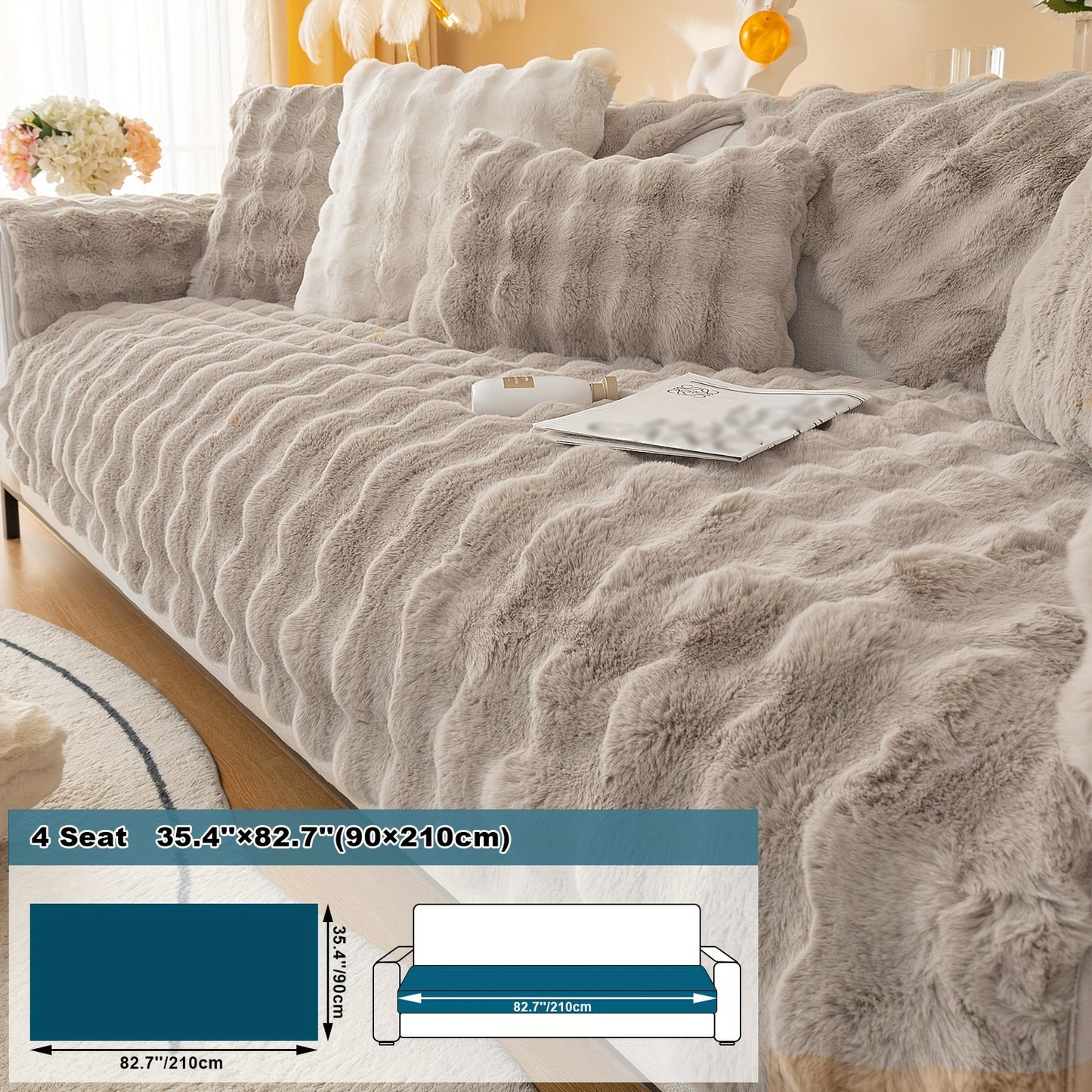 Thick Plush Fuzzy 1pc Rabbit Sofa Cushion
