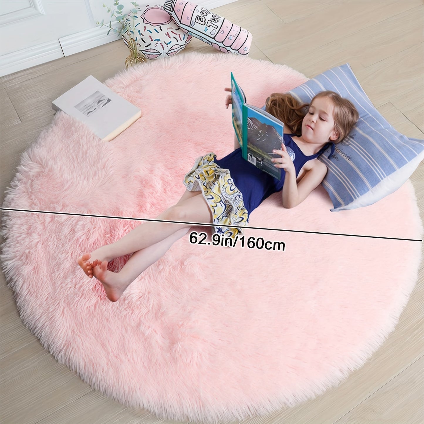 1pc, Soft and Fluffy Round Rug for Bedroom