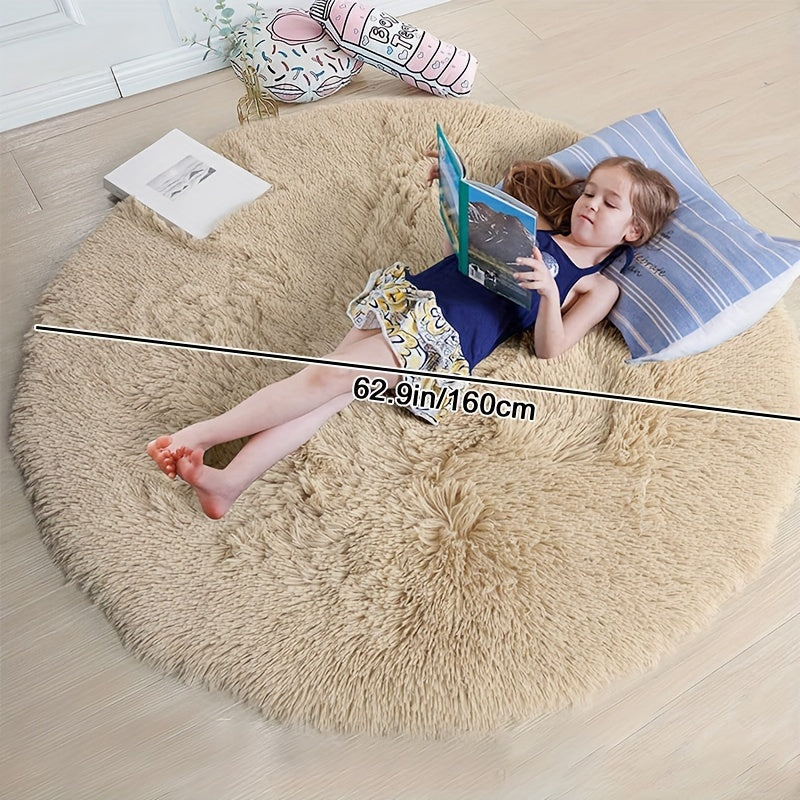 1pc, Soft and Fluffy Round Rug for Bedroom