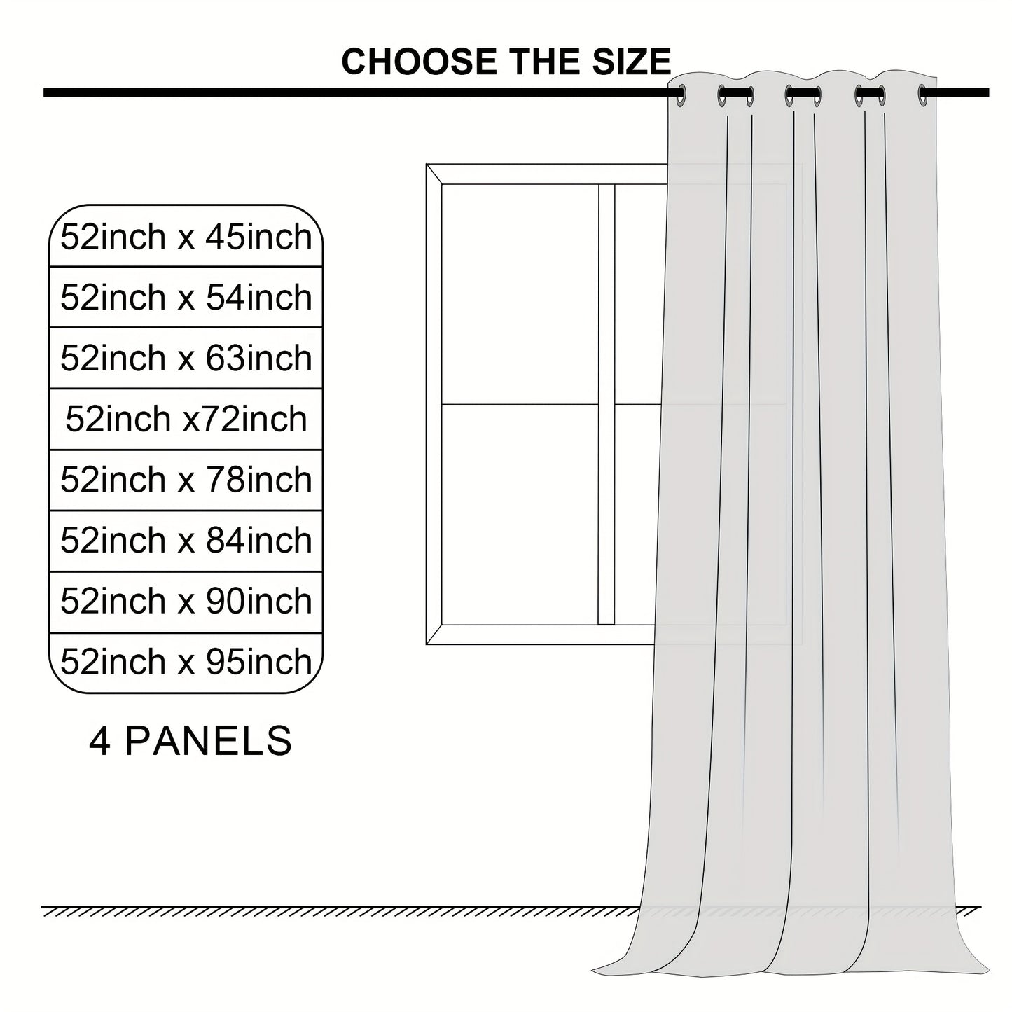 4pcs Set of Blackout Curtains for Bedroom-Insulated grommet