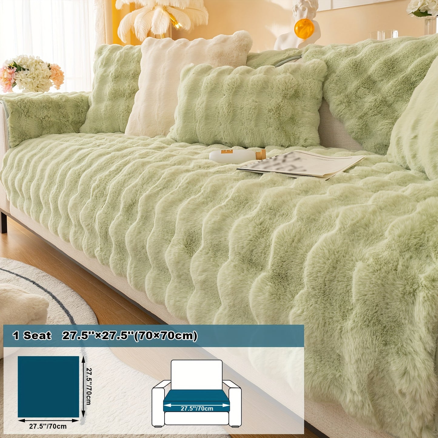 Thick Plush Fuzzy 1pc Rabbit Sofa Cushion