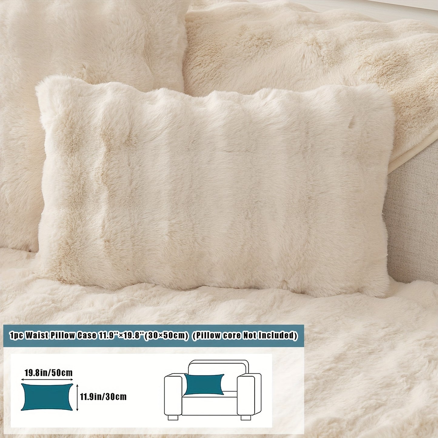 Thick Plush Fuzzy 1pc Rabbit Sofa Cushion