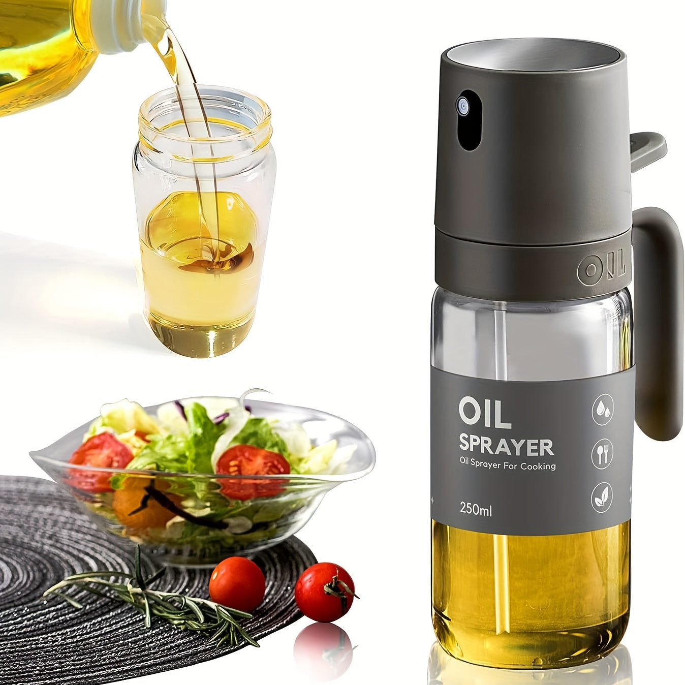 1pc, 250ml 8.5oz Glass Oil Sprayer for Cooking, Olive Oil Sprayer