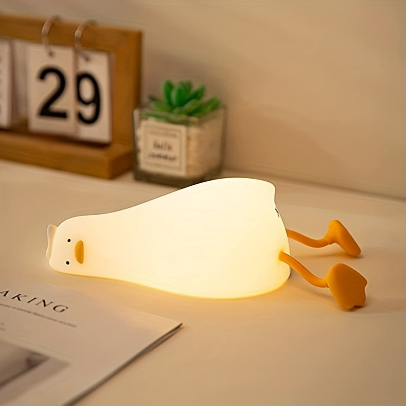 Adorable Duck LED Night Light - Silicone, Dimmable & Timer-Controlled Bedside Lamp with Touch Control for Cozy Bedroom Ambiance