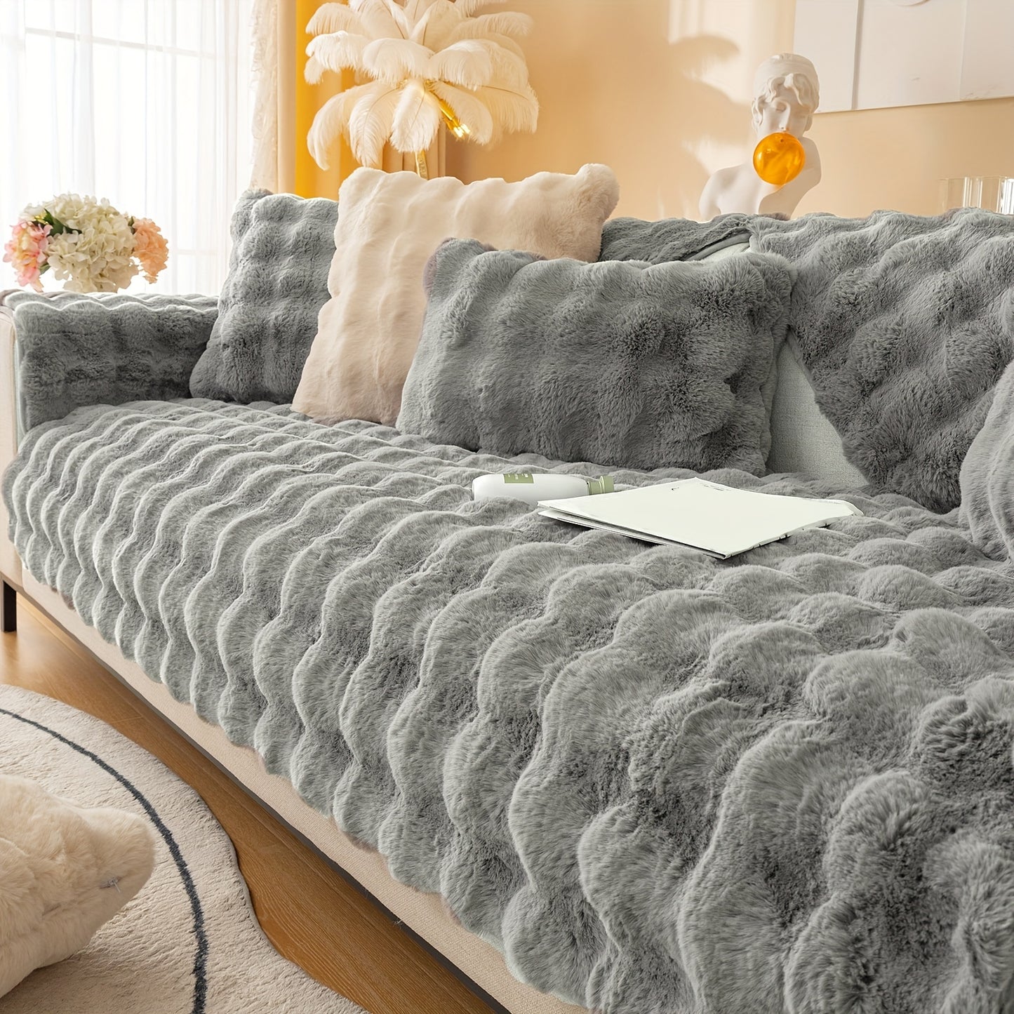 Thick Plush Fuzzy 1pc Rabbit Sofa Cushion