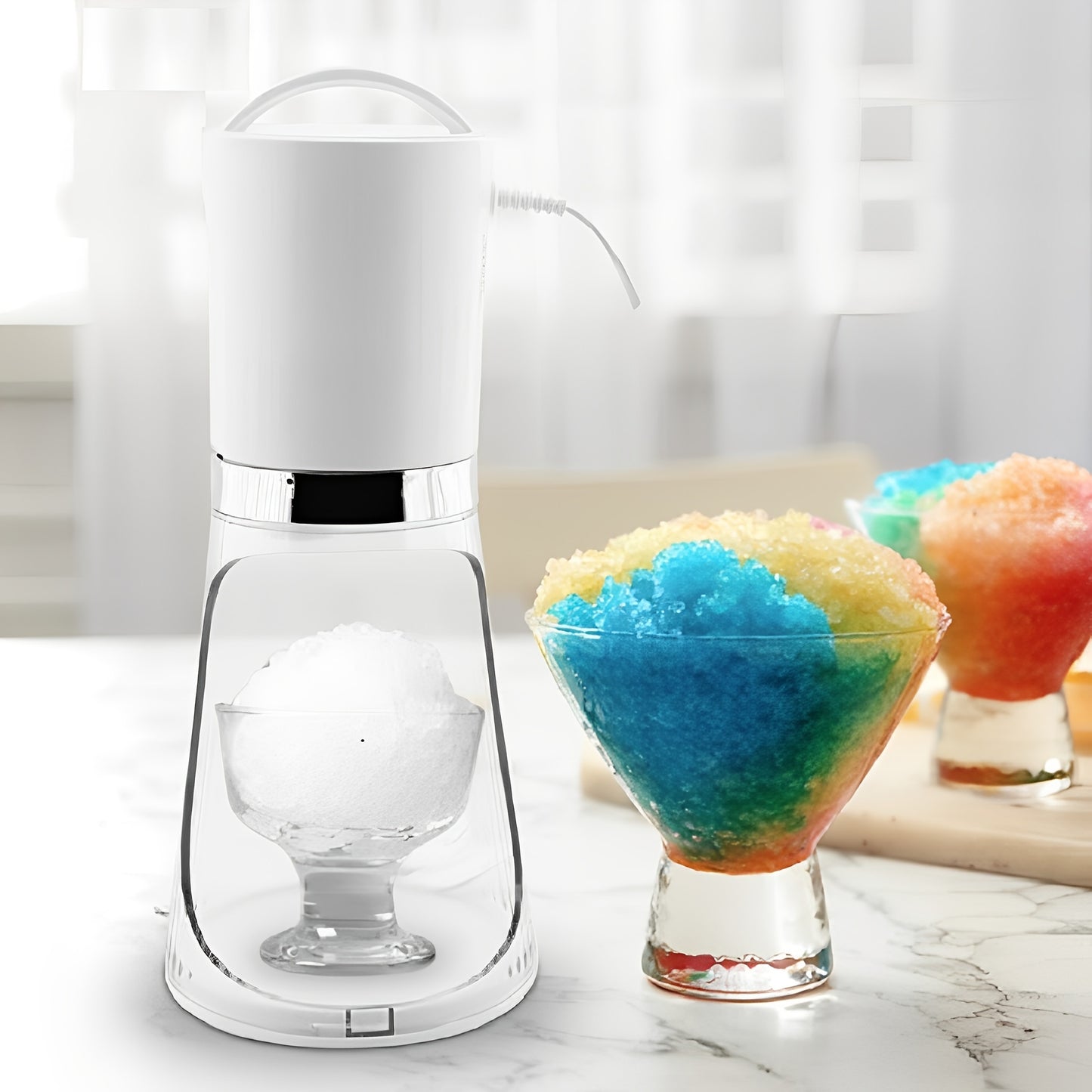 Electric Ice Shaver And Snow Cone Machine With 2*3.38oz Reusable Plastic Ice Mold Cup