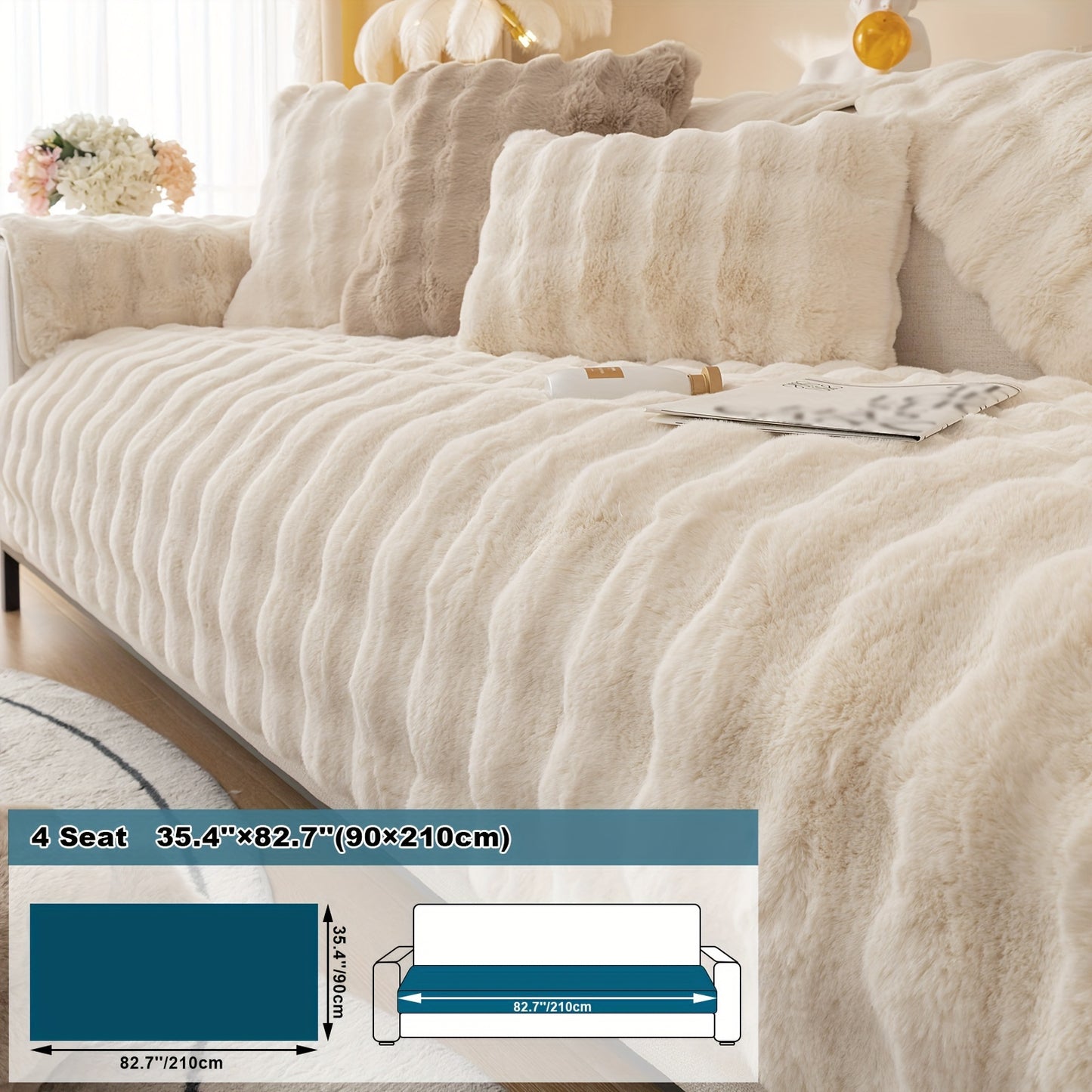 Thick Plush Fuzzy 1pc Rabbit Sofa Cushion