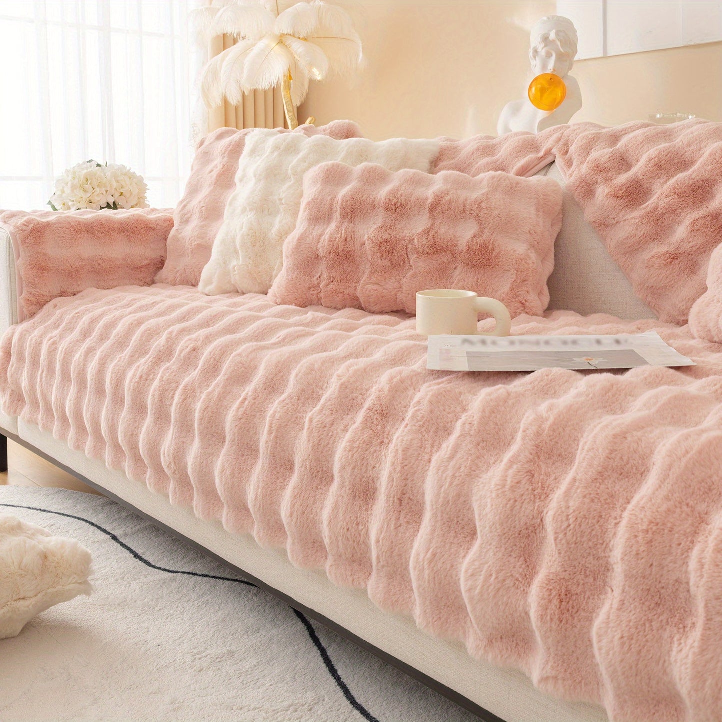 Thick Plush Fuzzy 1pc Rabbit Sofa Cushion
