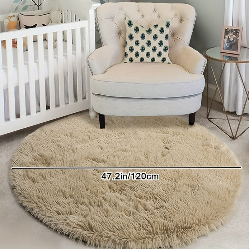 1pc, Soft and Fluffy Round Rug for Bedroom