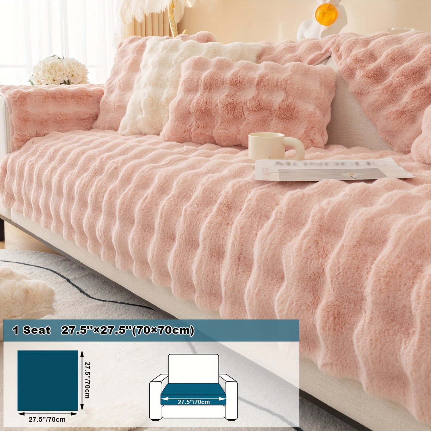 Thick Plush Fuzzy 1pc Rabbit Sofa Cushion
