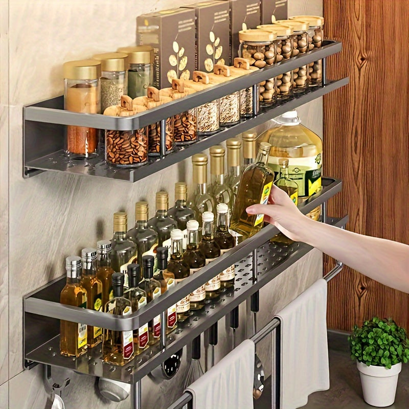 1pc Wall-Mounted Multi-Functional Spice Rack -Perfect Kitchen Organizer and Accessory for Maximizing Storage