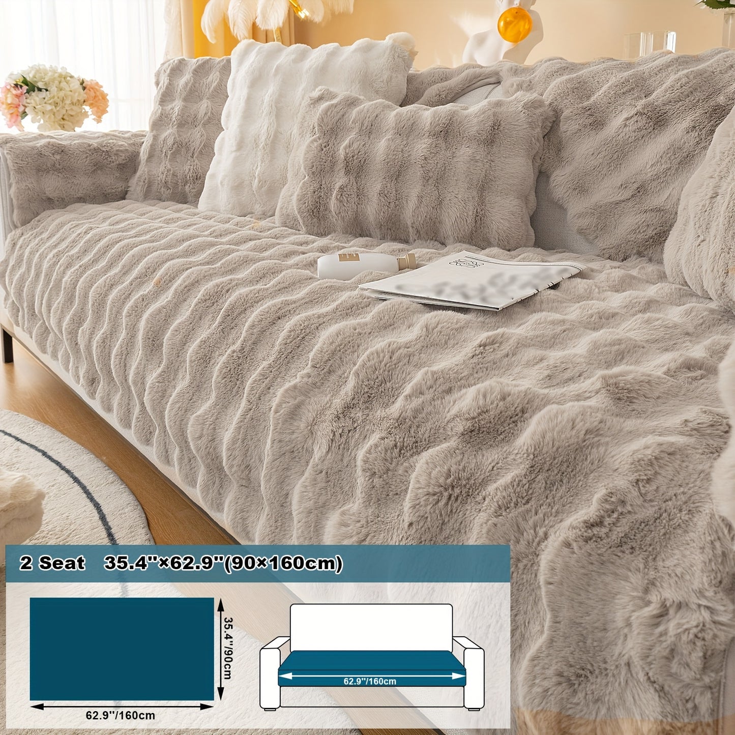Thick Plush Fuzzy 1pc Rabbit Sofa Cushion