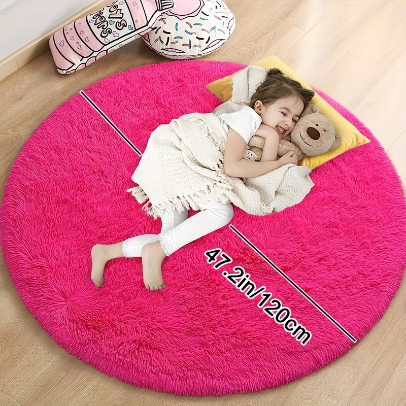 1pc, Soft and Fluffy Round Rug for Bedroom