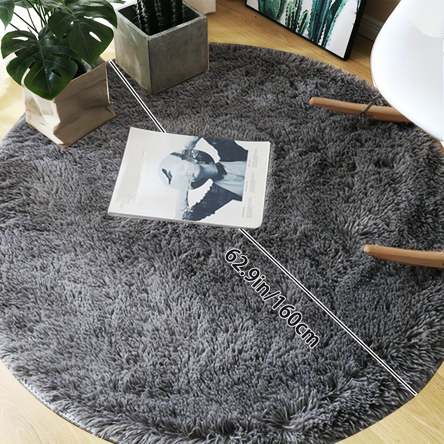 1pc, Soft and Fluffy Round Rug for Bedroom