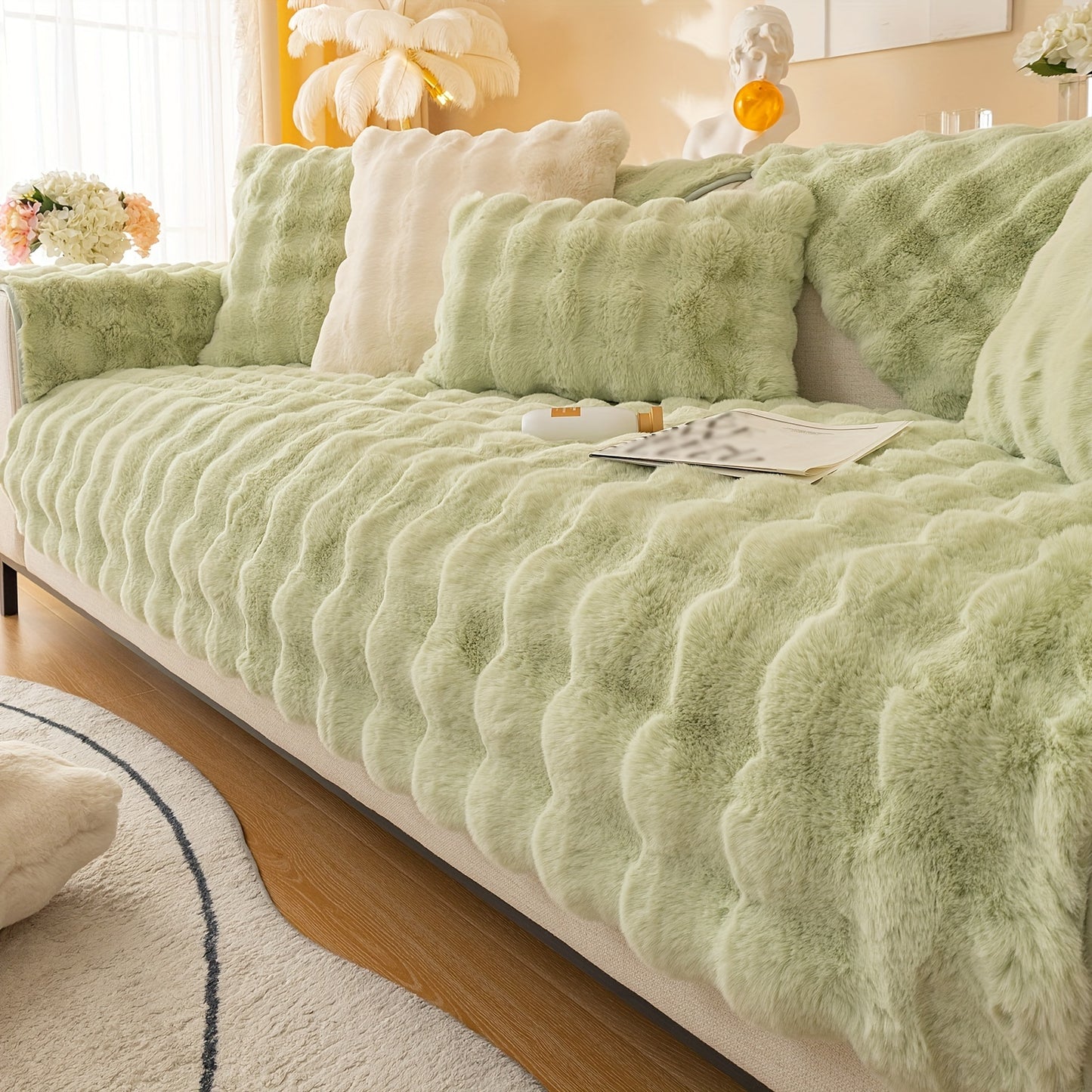 Thick Plush Fuzzy 1pc Rabbit Sofa Cushion