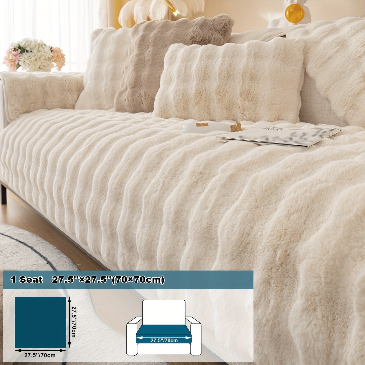 Thick Plush Fuzzy 1pc Rabbit Sofa Cushion