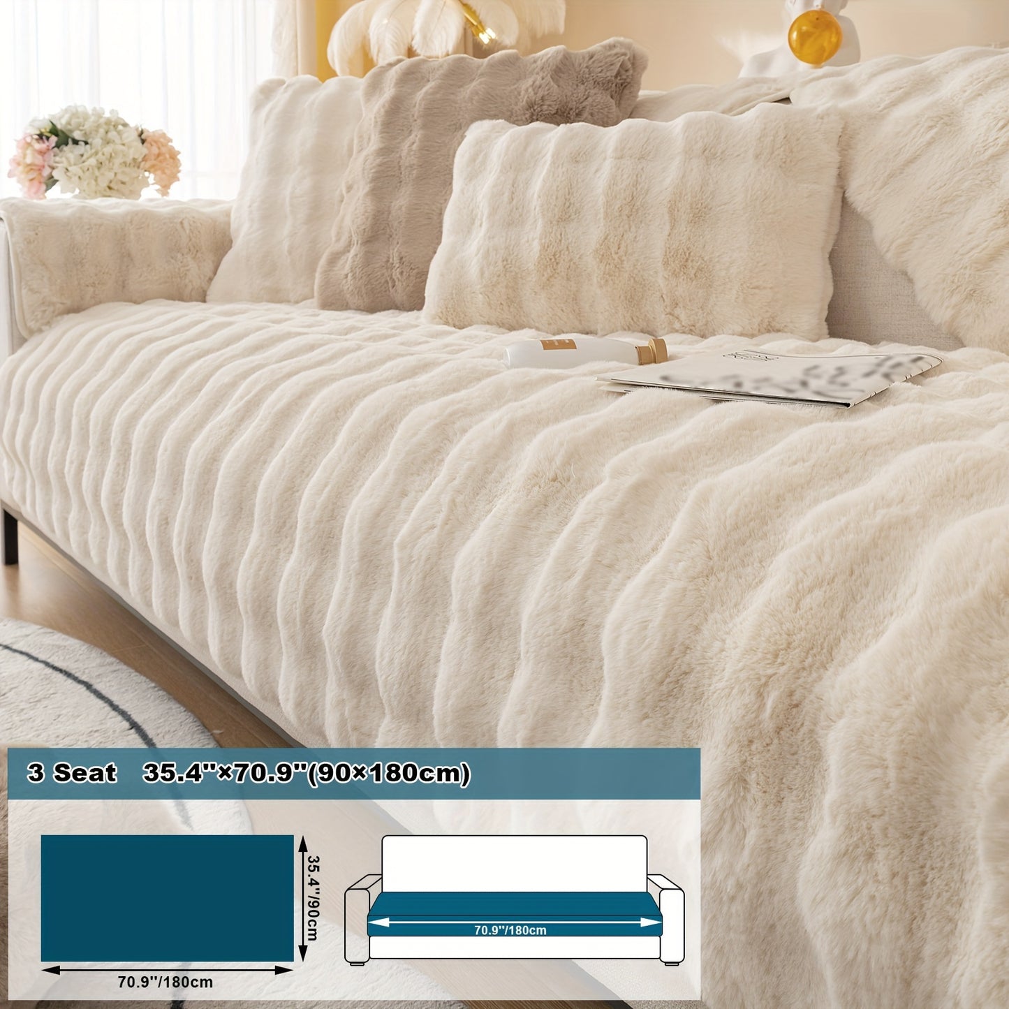 Thick Plush Fuzzy 1pc Rabbit Sofa Cushion