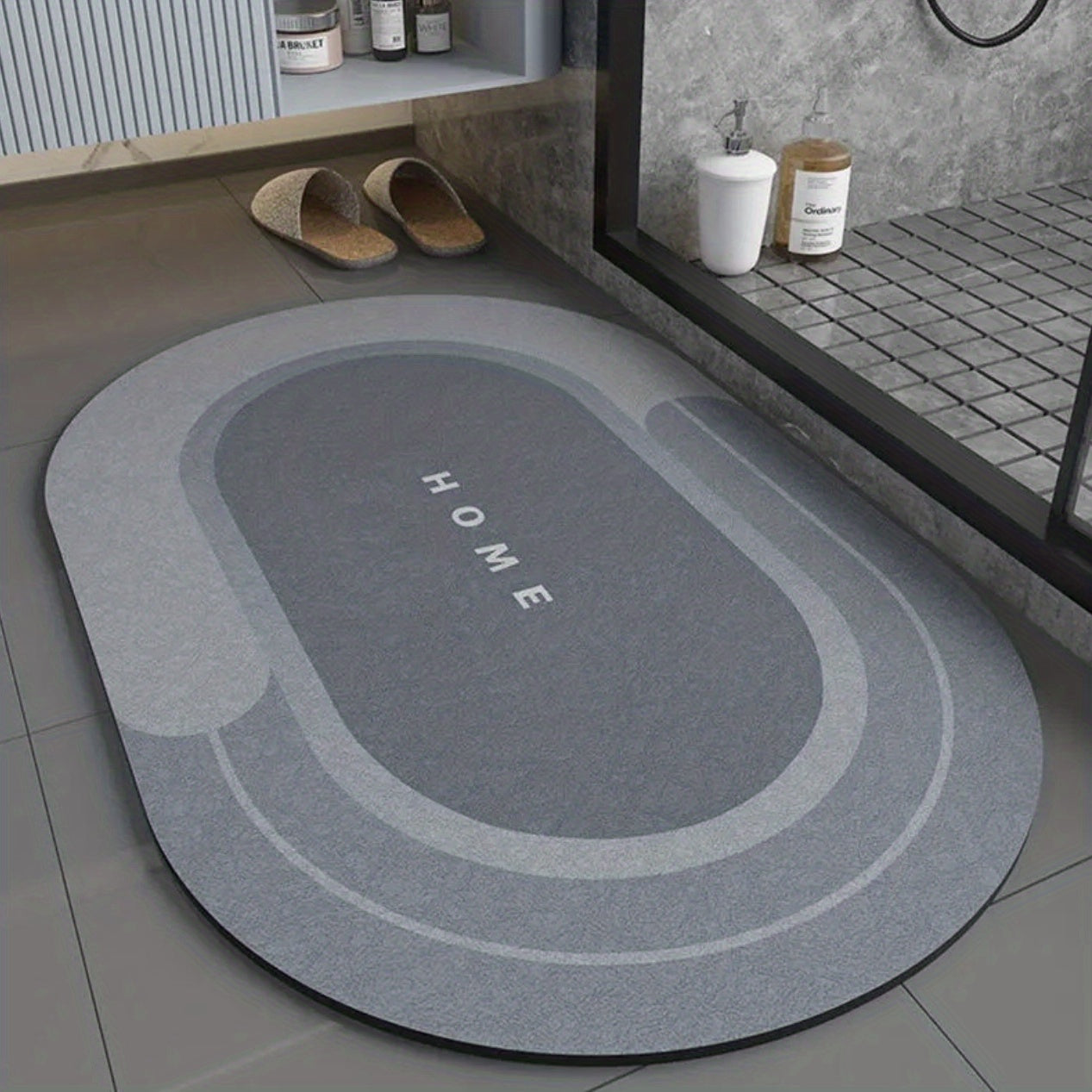 1pc Super Absorbent Soft Diatomite Bathroom Floor Mat - Non-Slip, Fast Drying