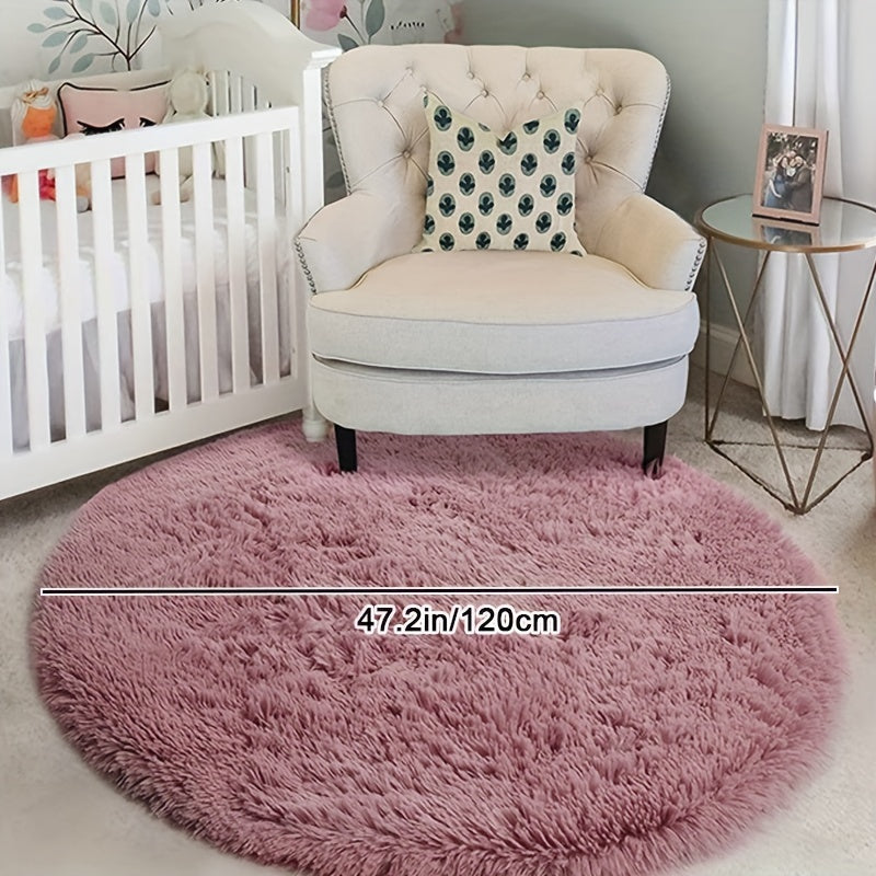1pc, Soft and Fluffy Round Rug for Bedroom
