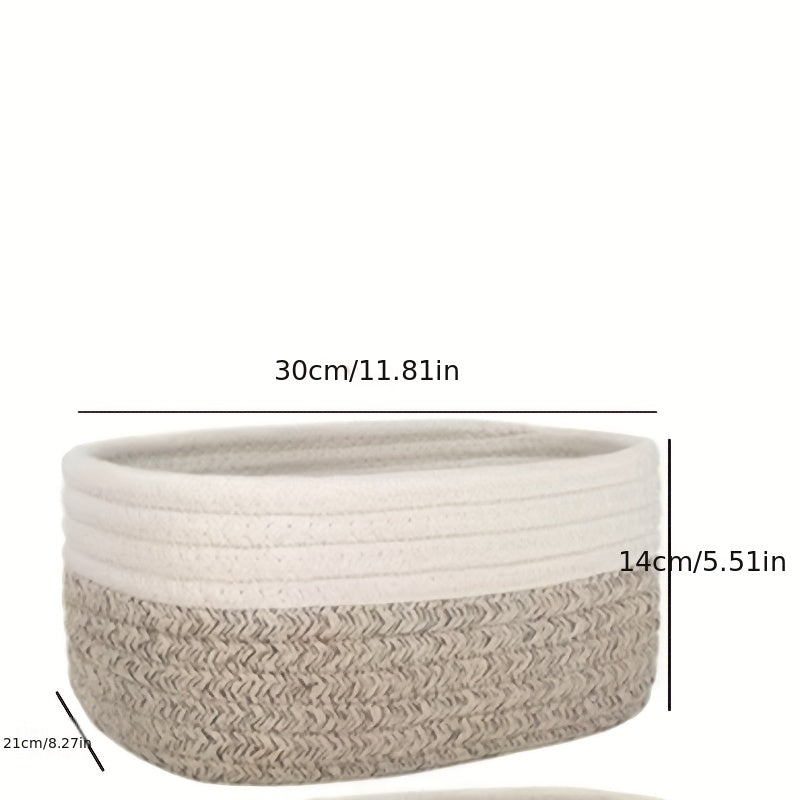 1pc Oval Storage Basket, Rope Woven Basket