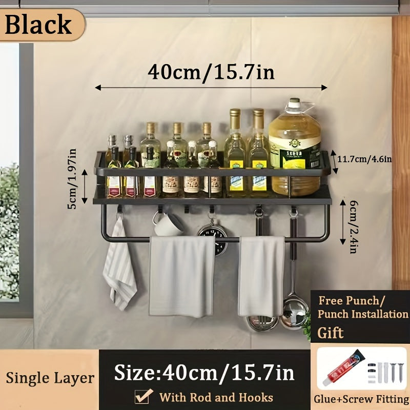 1pc Wall-Mounted Multi-Functional Spice Rack -Perfect Kitchen Organizer and Accessory for Maximizing Storage