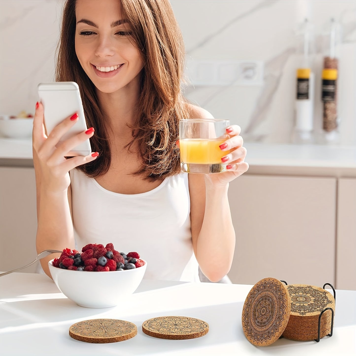 8PCS Premium Cork Coasters
