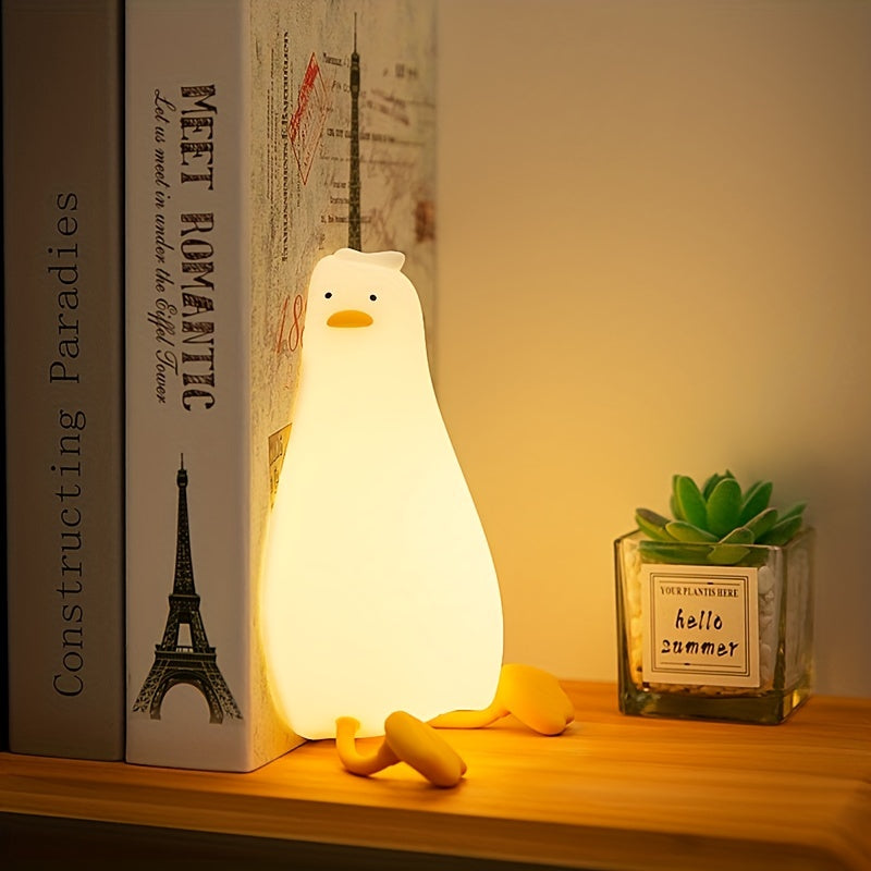 Adorable Duck LED Night Light - Silicone, Dimmable & Timer-Controlled Bedside Lamp with Touch Control for Cozy Bedroom Ambiance
