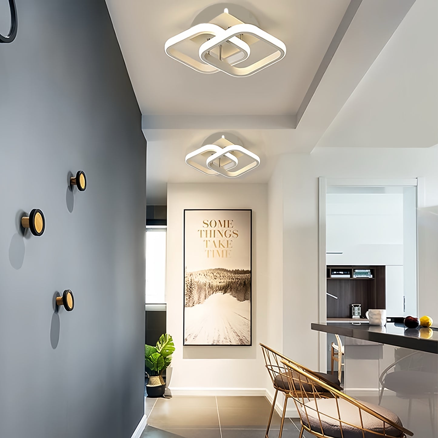 Modern LED Ceiling Light Fixture, Metal Flush Mount Chandelier