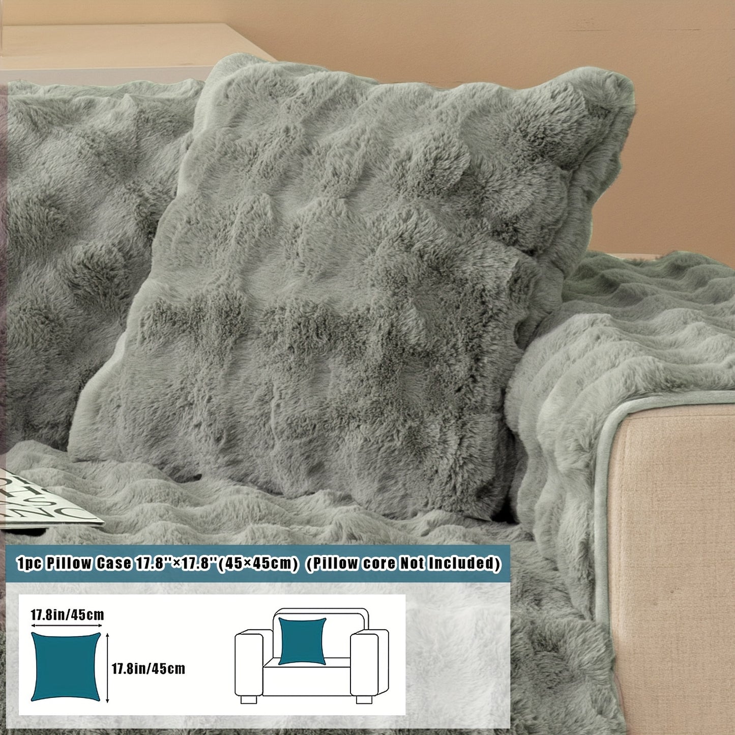 Thick Plush Fuzzy 1pc Rabbit Sofa Cushion