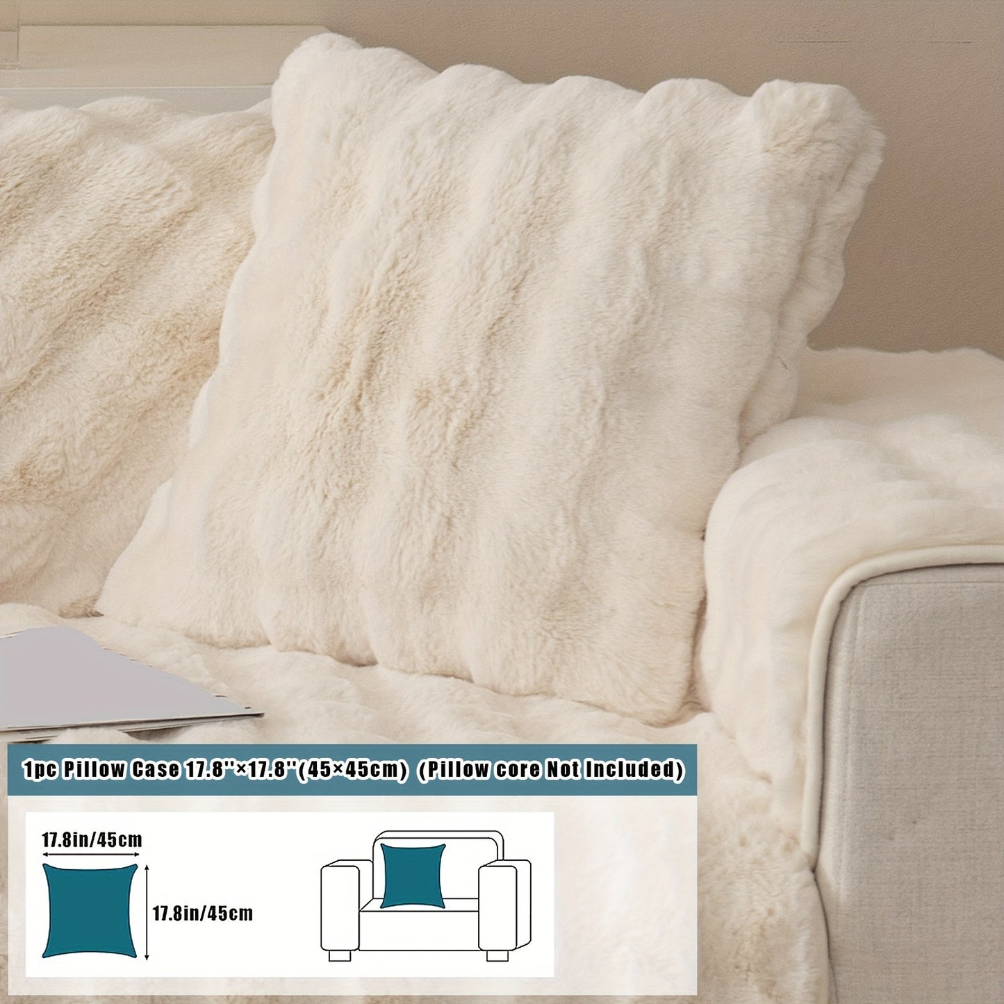 Thick Plush Fuzzy 1pc Rabbit Sofa Cushion